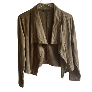 Romeo & Juliet Couture Brown Suede Blazer Size L Drape Front Waterfall Jacket